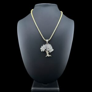 14k Gold Money Tree Diamond Pendant